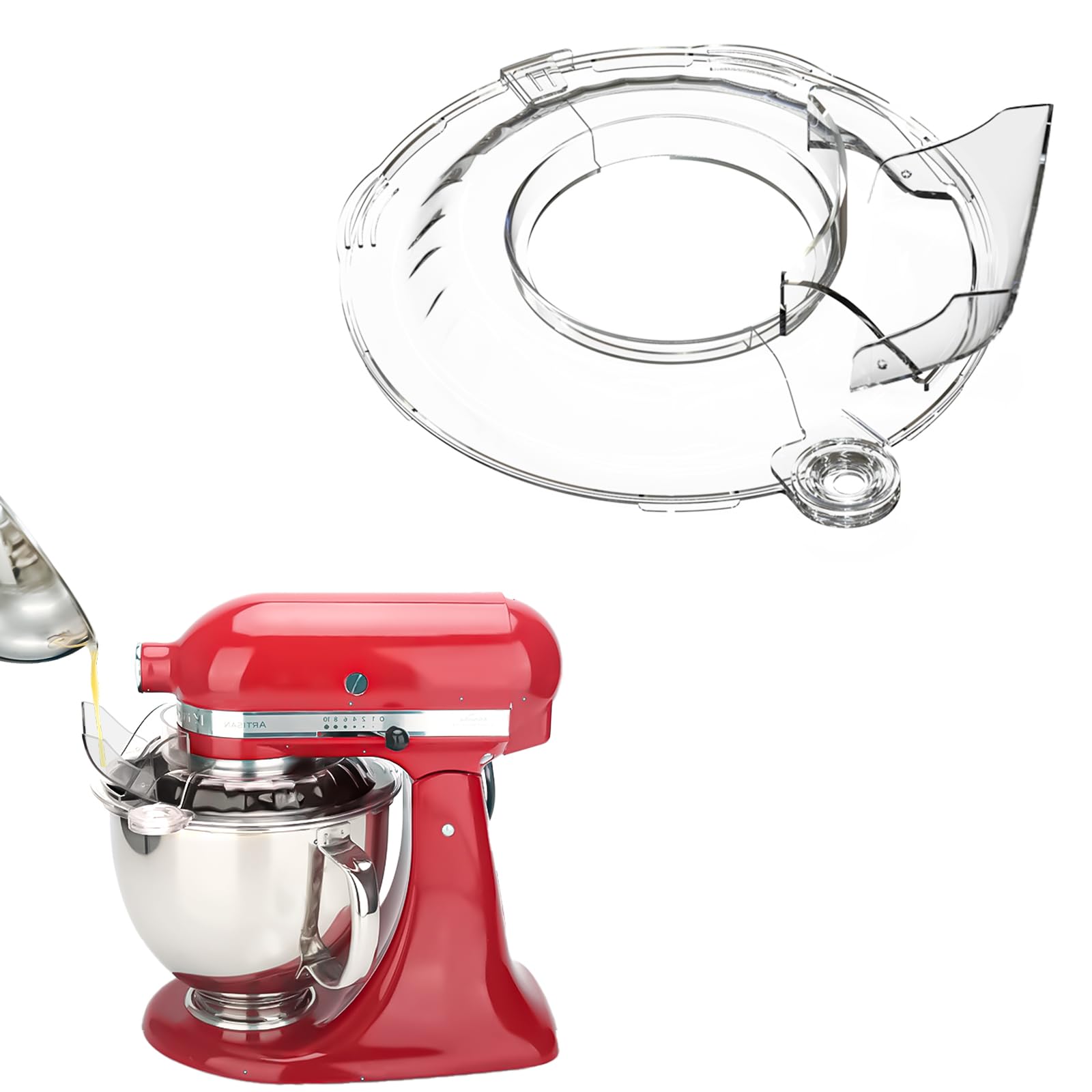 Taladad protector de vertido para KitchenAid evita salpicaduras durante batidos.