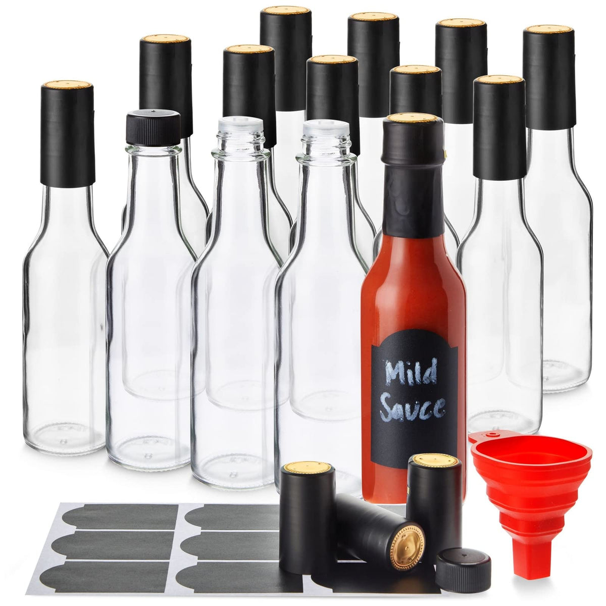 Talented Kitchen botellas salsa vidrio 5 onzas: dispensar salsa sin derrames