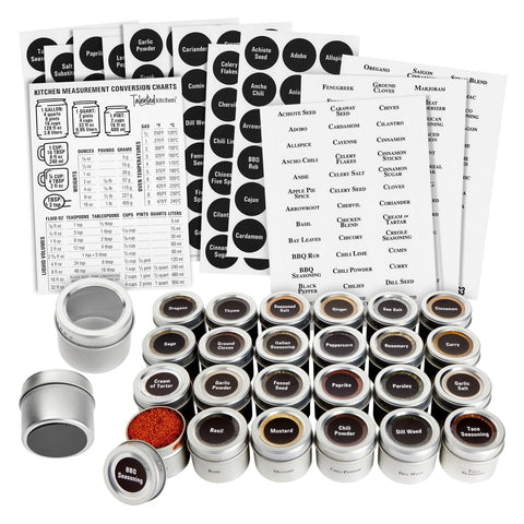 Talented Kitchen tarros especias magneticos 3oz para una organización rápida en la encimera.