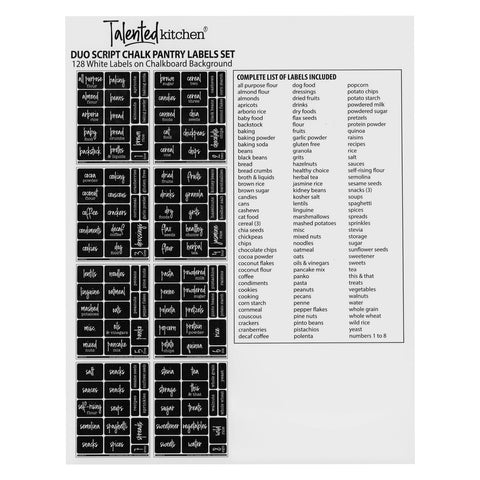 Talented Kitchen etiquetas-despensa-adhesivas-resistentes: adhesivo duradero para uso diario.