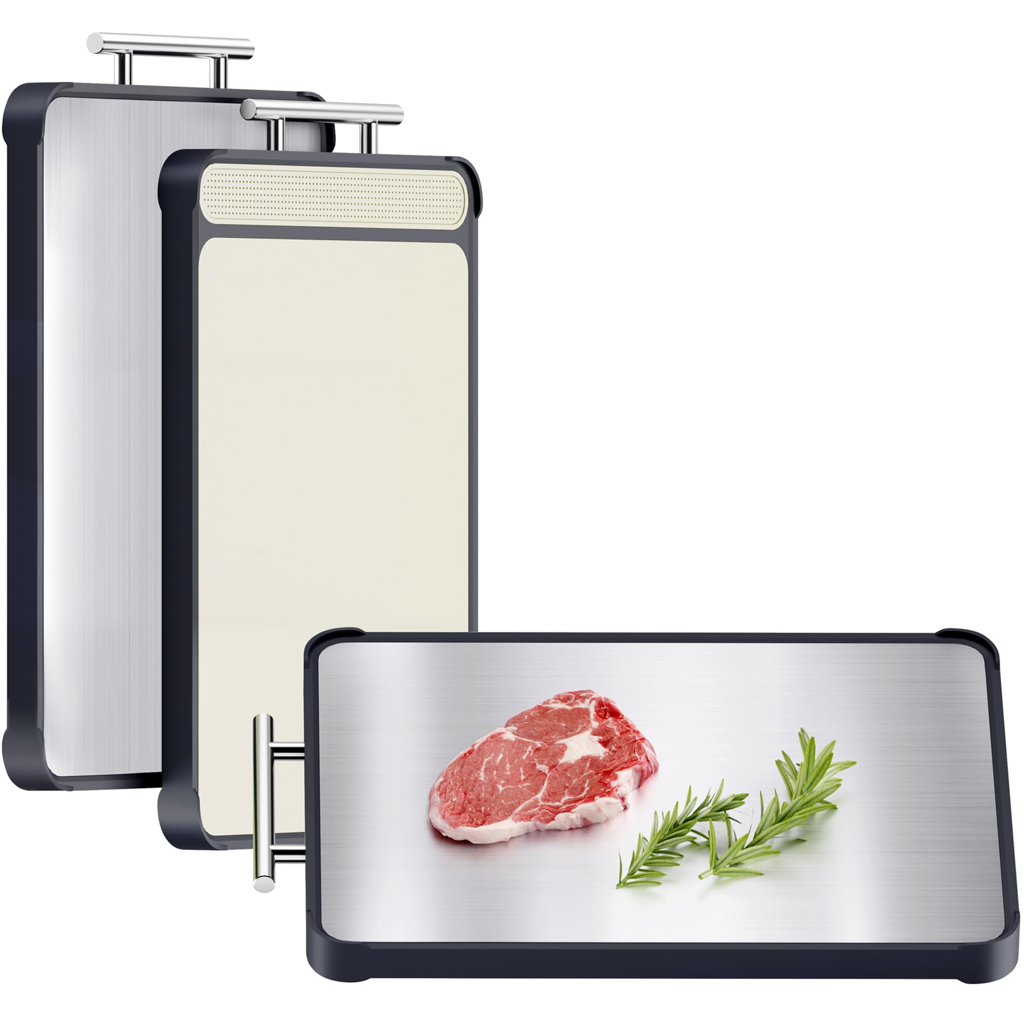 TalingMA tabla doble cara de acero inoxidable para cortar carne con superficie segura.