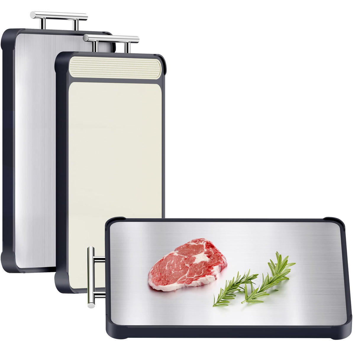 TalingMA tabla doble cara de acero inoxidable para cortar carne con superficie segura.
