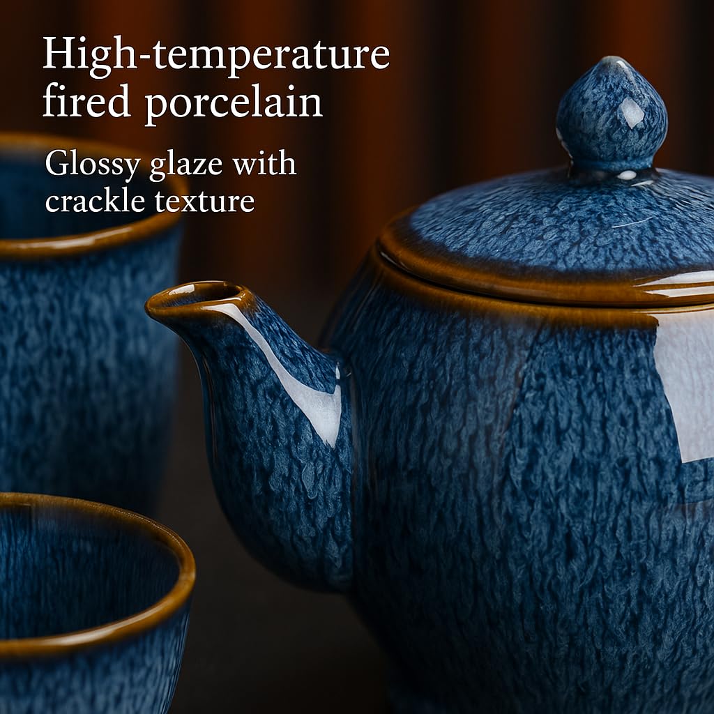 talisleskye tazas de té cerámica azul, ideales para servir en mesa de celebración.