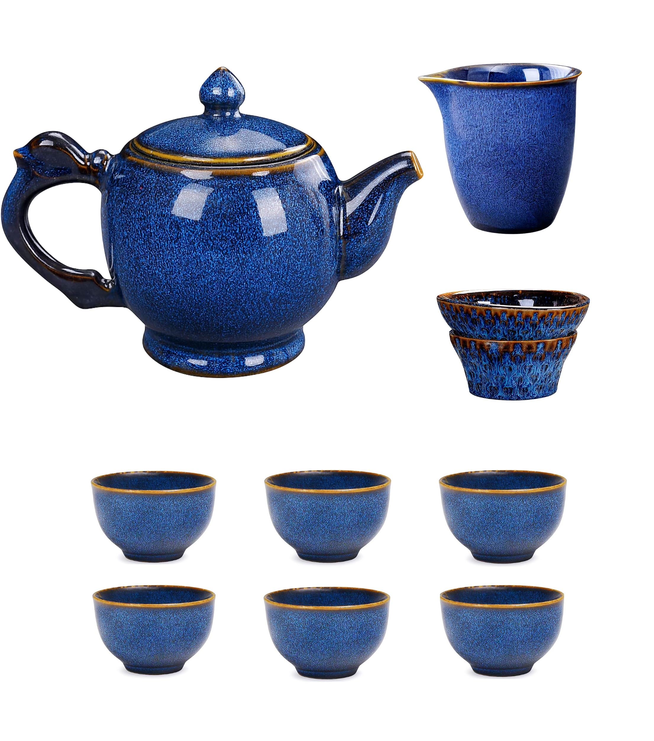 talisleskye te gongfu cerámica azul nueve piezas, experiencia decorativa y funcional para reuniones.