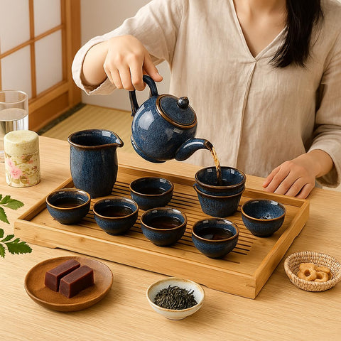 talisleskye tetera gongfu cerámica azul, perfecta para preparar varios tés con estilo.