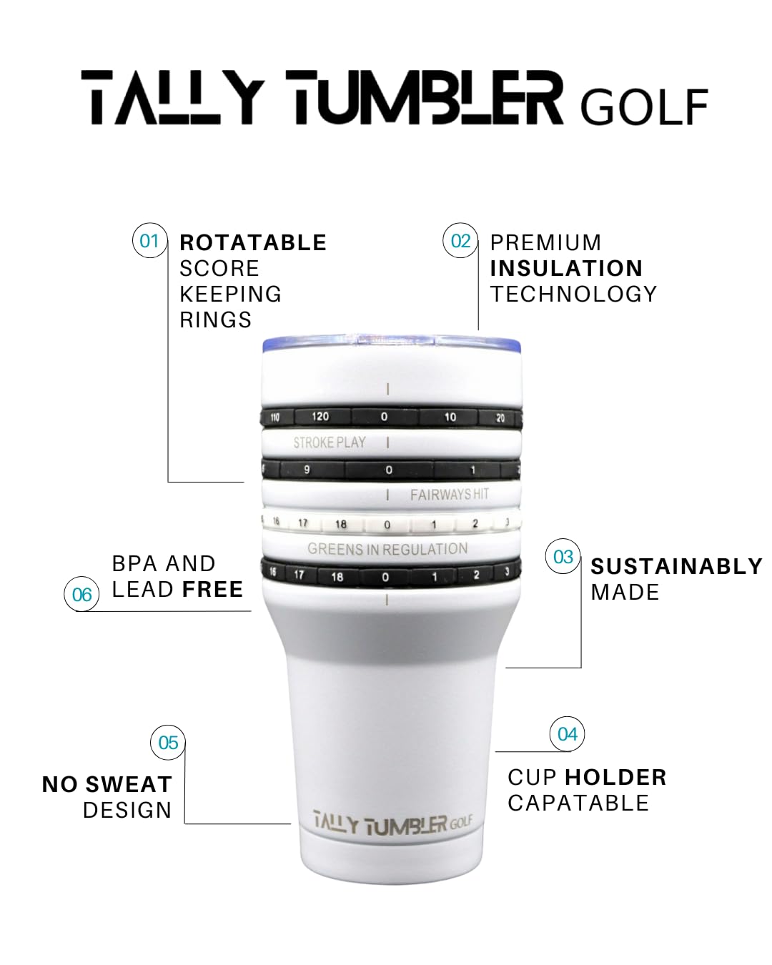 Tally Tumbler con aislamiento doble para mantener bebidas frías o calientes