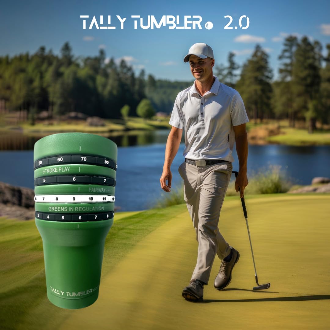 Tally Tumbler Golf en Verde Divot, color distintivo para el juego.