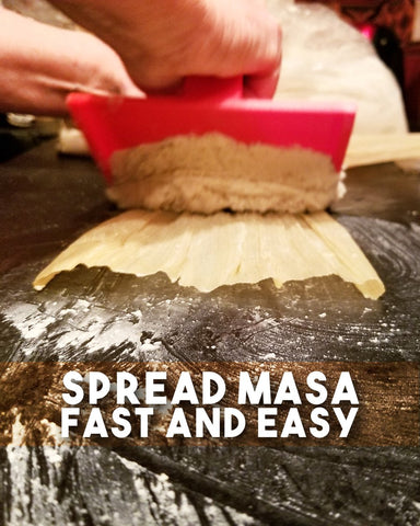 Tamales repartidor de masa rojo facilita cubrir la masa rápida y uniforme.