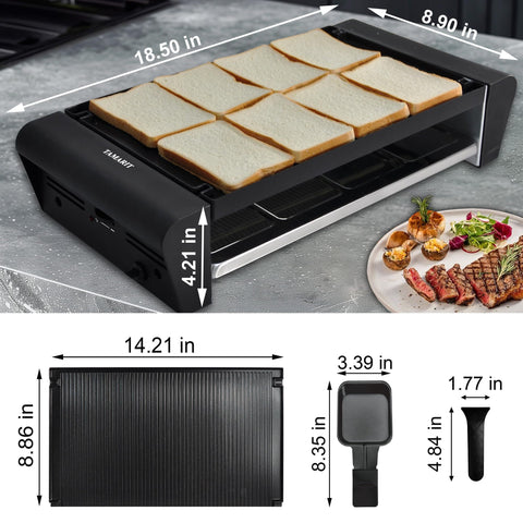 TAMARIT Raclette: superficie reversible para grill o plancha, ideal para desayunos y cenas.