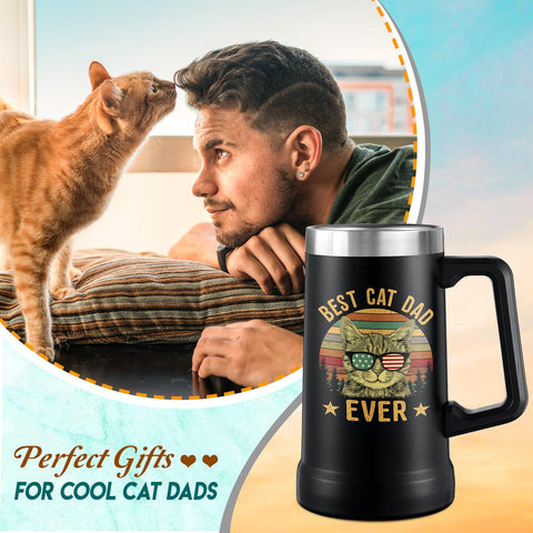 Tamunbee Jarra Cervecera para Papa Gatos, detalle acero, acabado duradero.