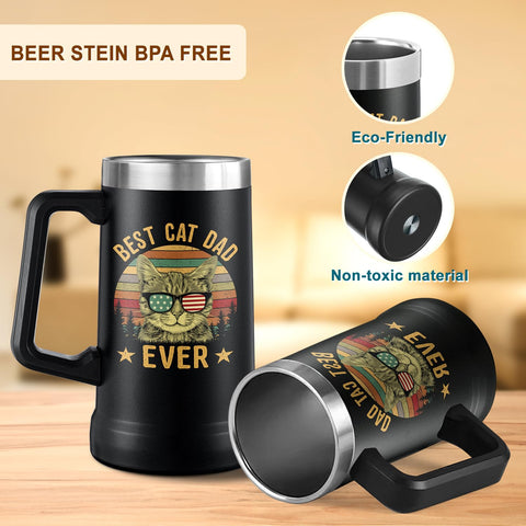Tamunbee Jarra Cervecera para Papa Gatos, en mano, agarre cómodo.