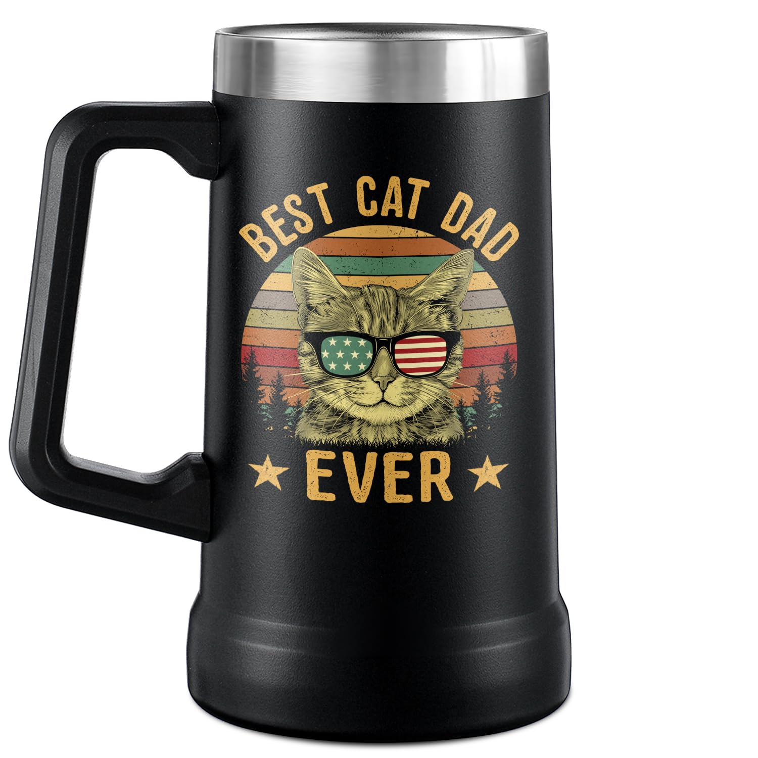 Tamunbee Jarra Cervecera para Papa Gatos, frente, diseño gatito, ideal para regalo.