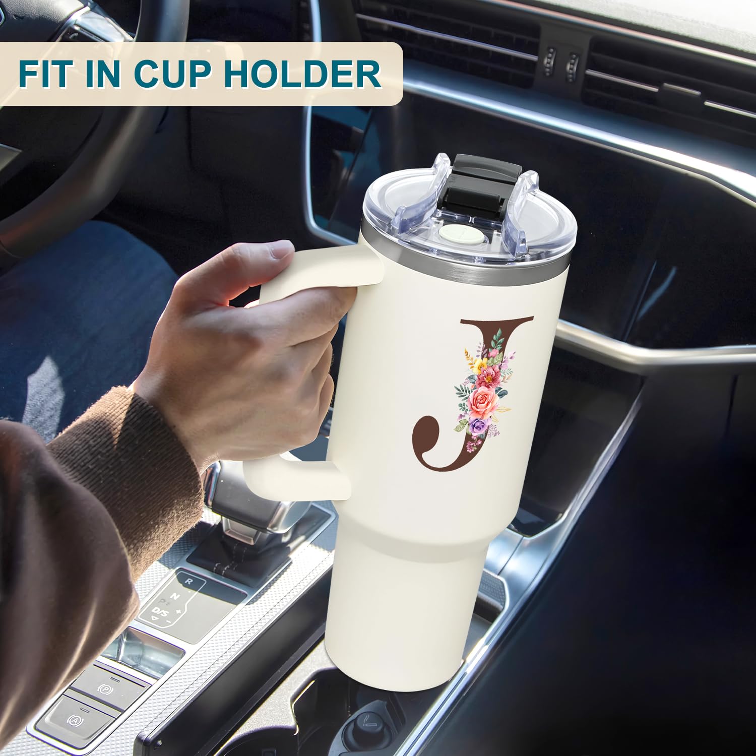 TAMUNBEE tumbler 40 onzas cabe en portavasos para coche.