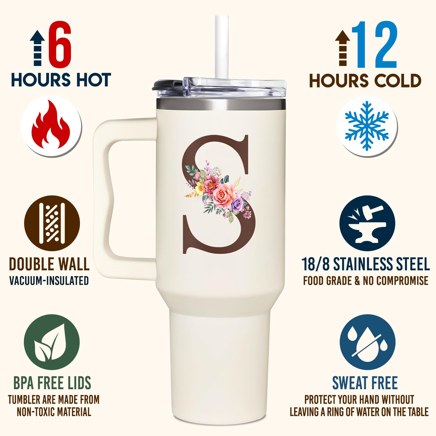 TAMUNBEE tumbler 40oz aislamiento doble, mantiene bebidas a la temperatura.