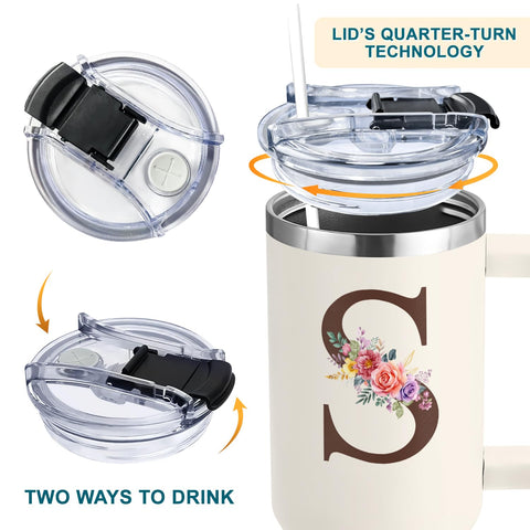 TAMUNBEE tumbler 40oz con tapa de presión, fácil de usar en movimiento.