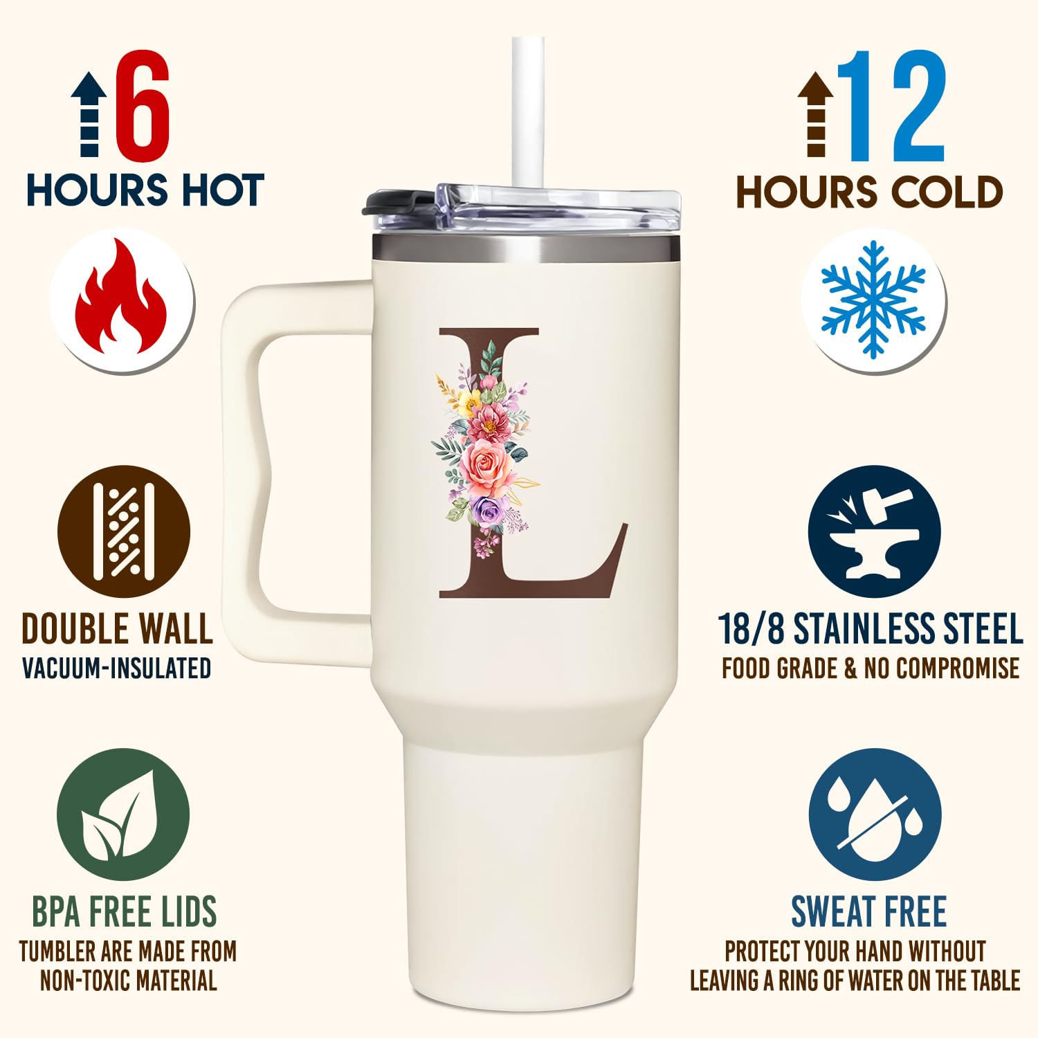 TAMUNBEE tumbler de doble pared aislado, mantiene la temperatura de la bebida