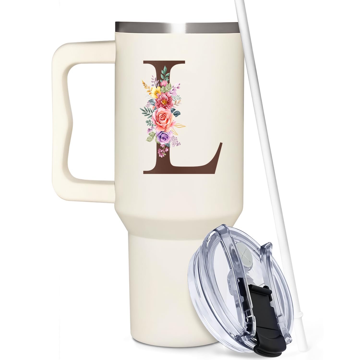 TAMUNBEE tumbler con monograma y tapa a presión, ideal para regalo personalizado