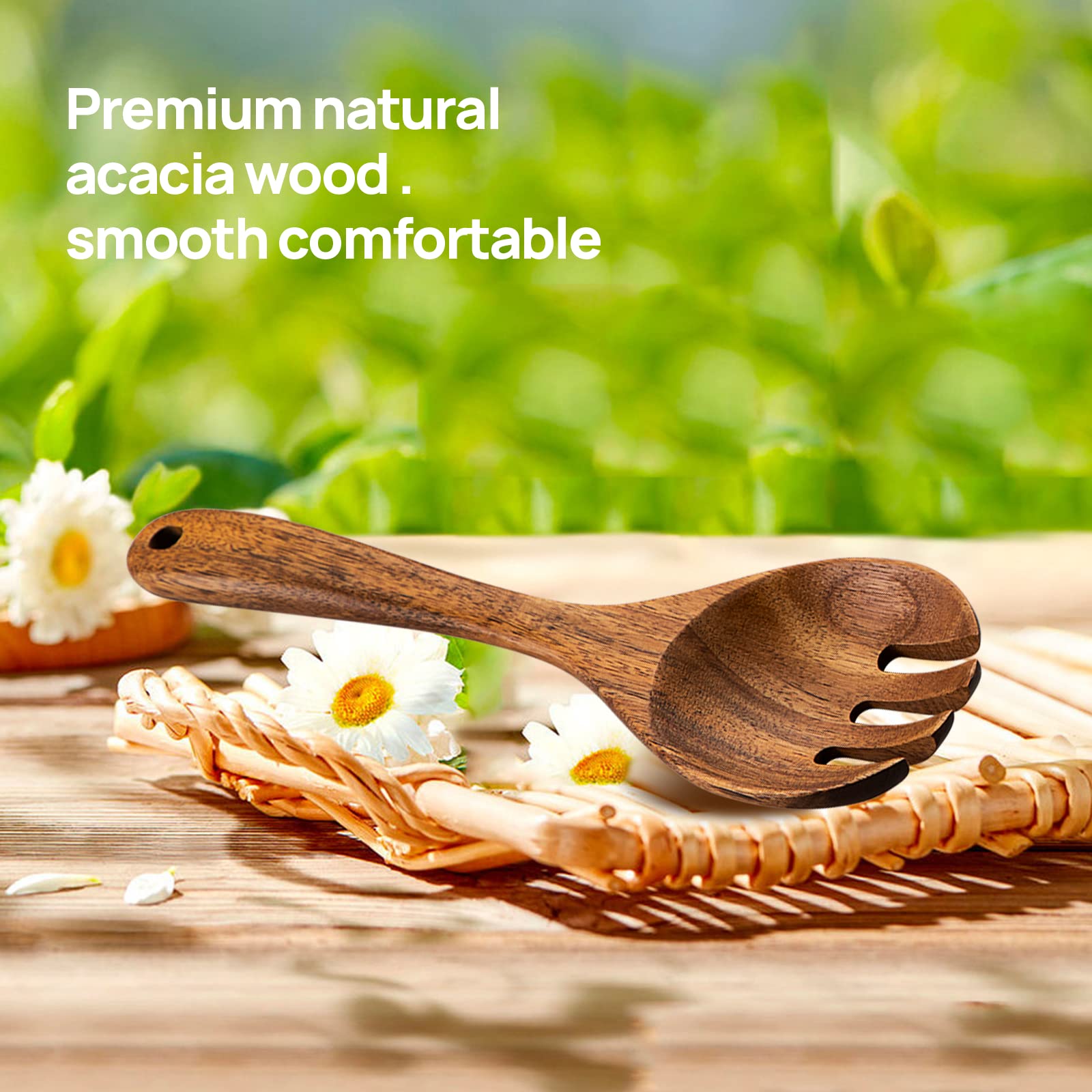 Conjunto de utensilios TANAAB en acacia para cocina moderna