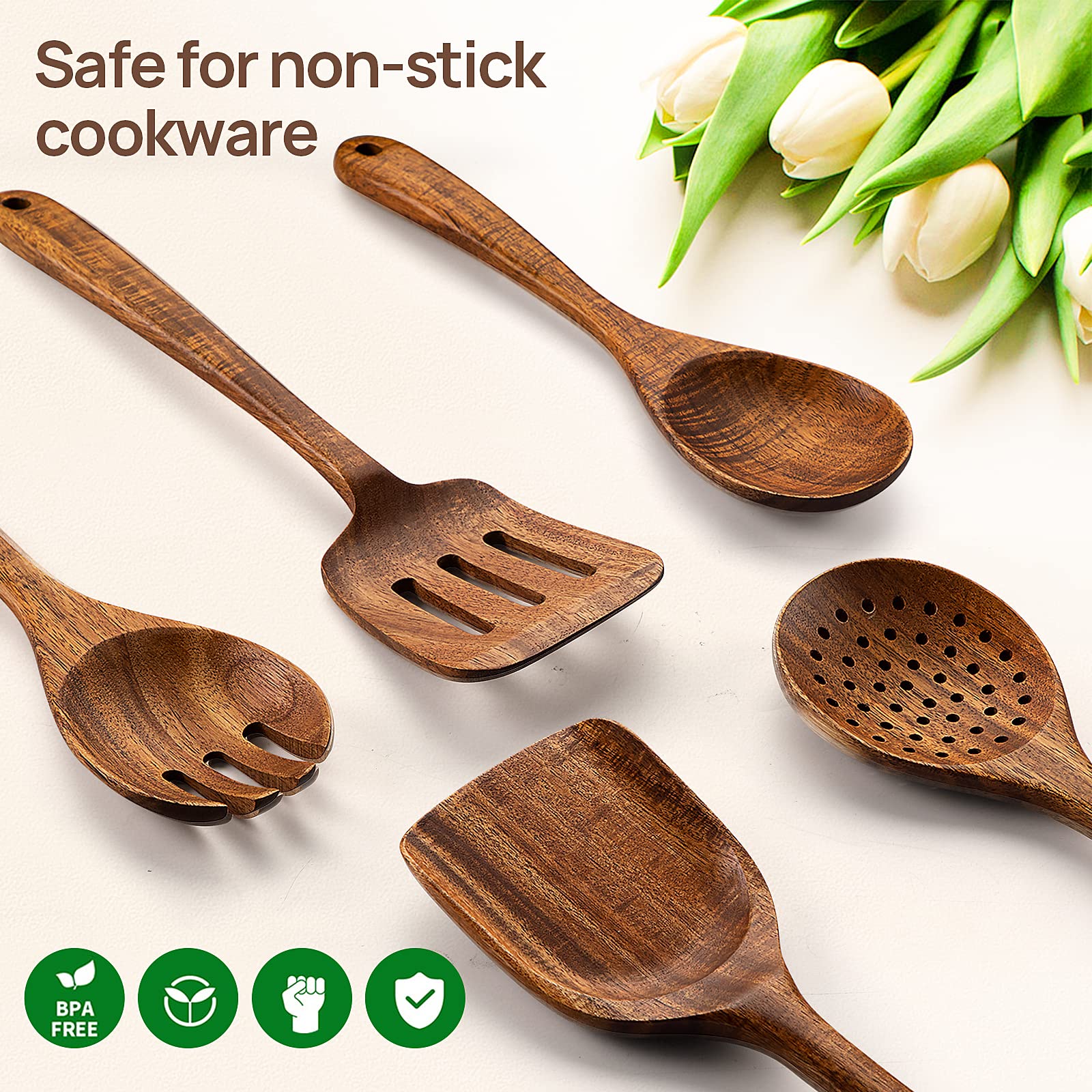 Cuchara de cocina TANAAB en madera acacia con acabado suave