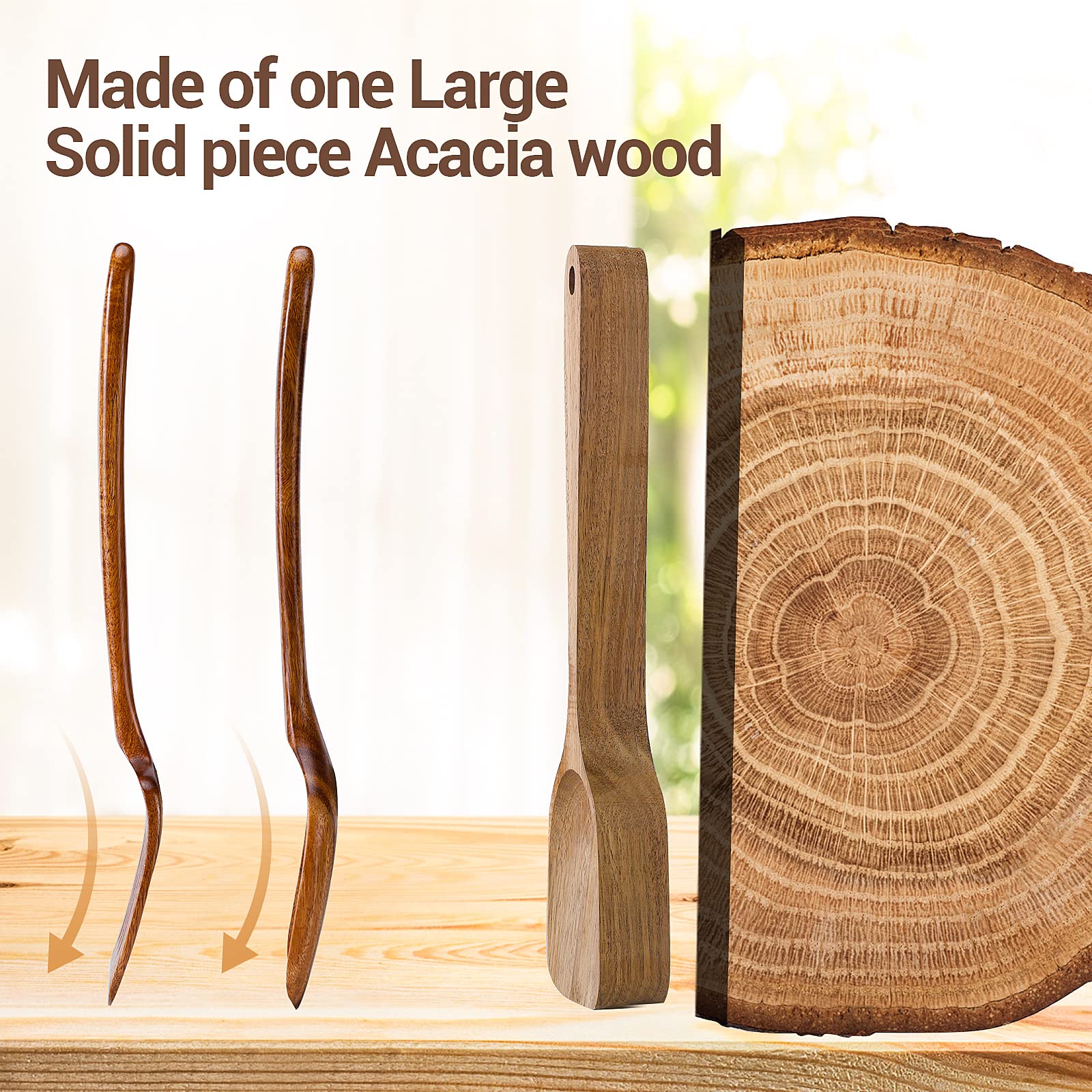 Espatula de madera acacia TANAAB para sartenes antiadherentes