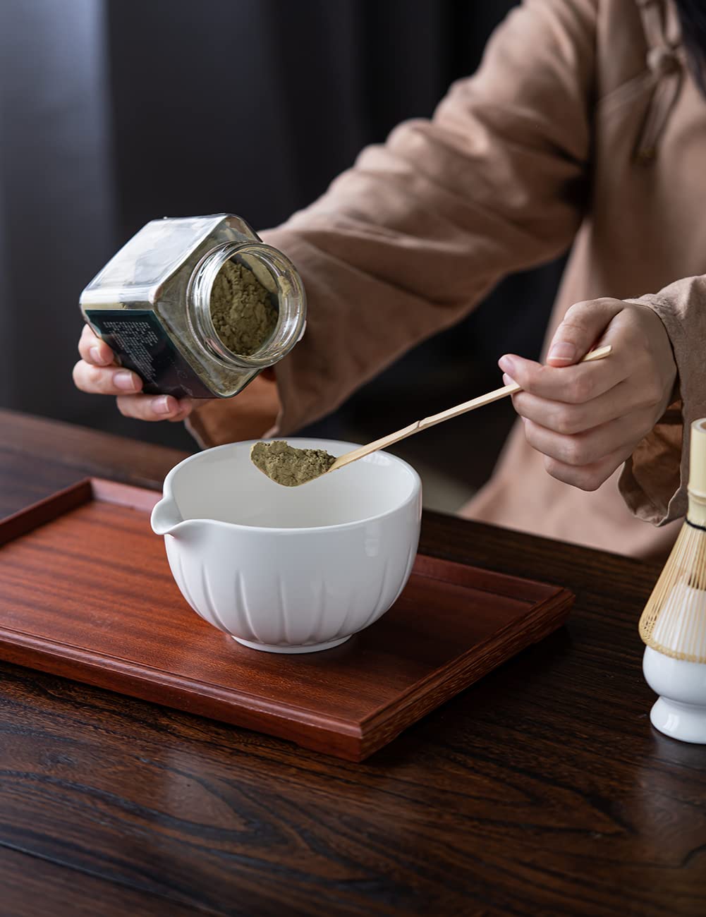 TANG PIN Set de Matcha, batidor de bambú para mezclar matcha sin grumos.