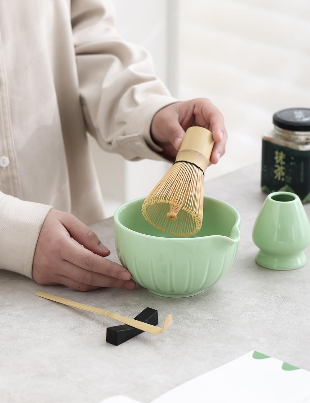 Tang Pin soporte cerámico para chasen, almacenamiento ordenado