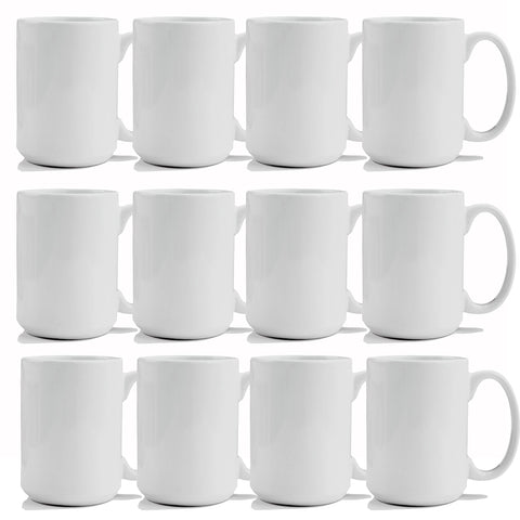TANGLONG tazas sublimación 15 oz – juego de 12 blancas listas para personalizar.