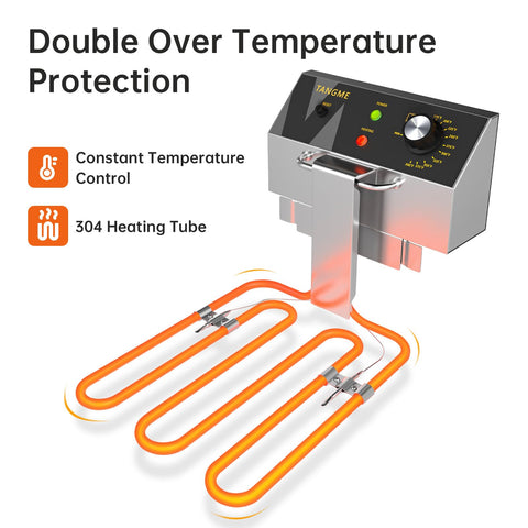 Tangme freidora eléctrica 3500W con doble tanque para mayor rendimiento