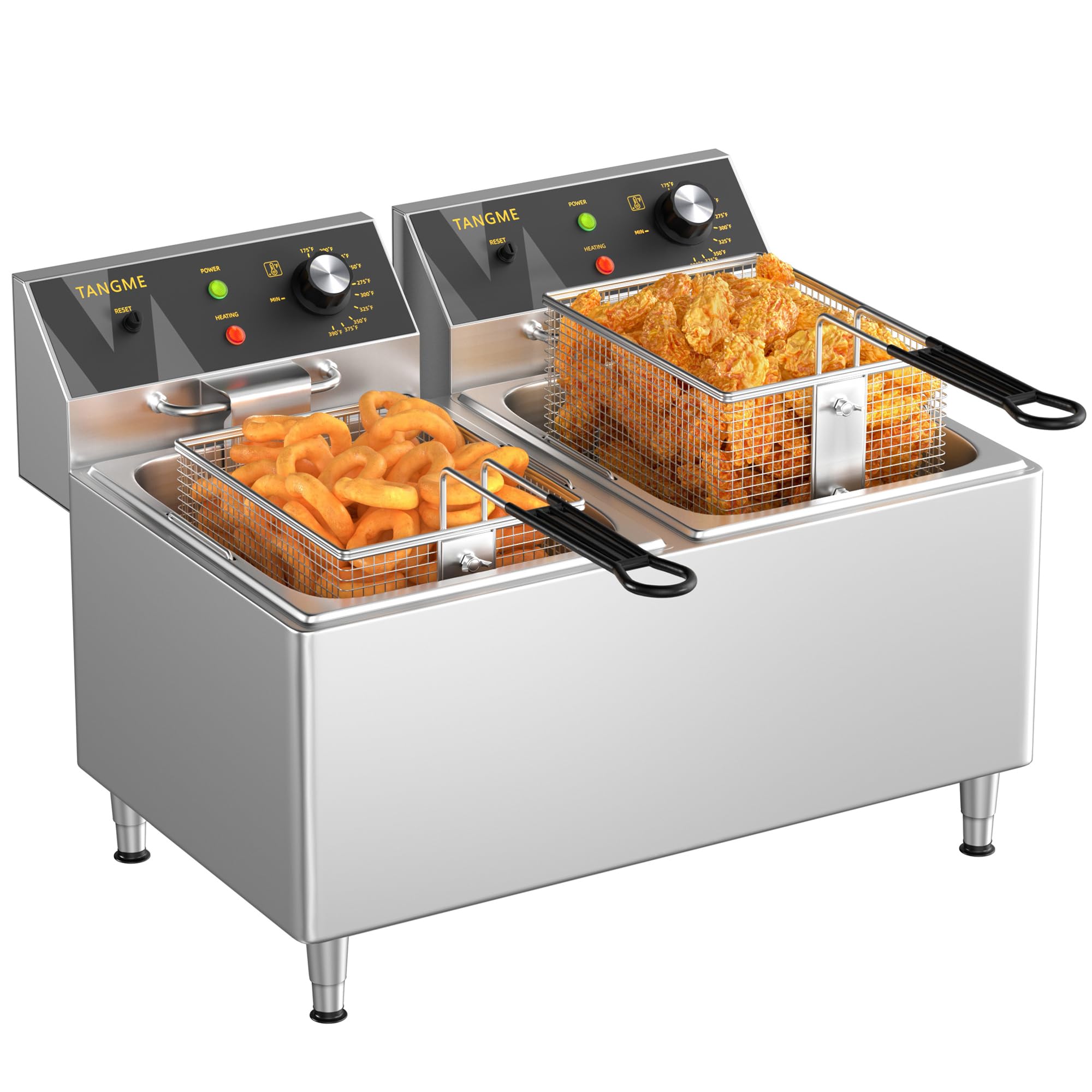 Tangme freidora eléctrica 3500W vista frontal, frituras rápidas y uniformes