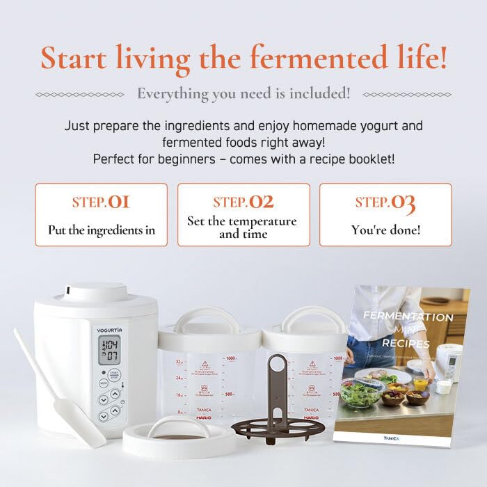 TANICA Yogurtia jarras de vidrio con tapas para fermentación limpia