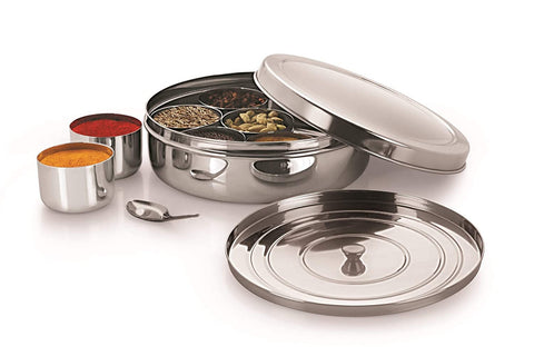 Masala Dabba con siete contenedores para especias, organización eficiente