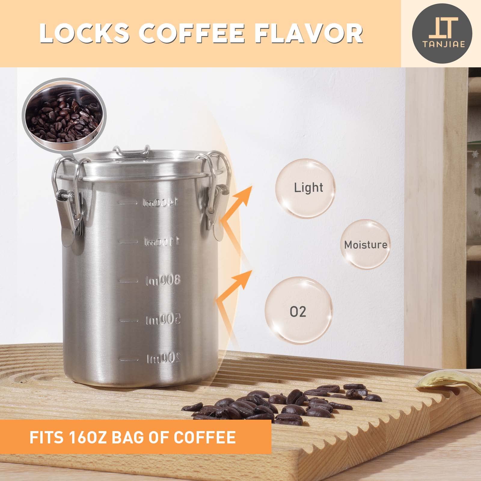 Tanjiae-35oz:cafe almacenamiento con tapas seguras para aroma profundo.