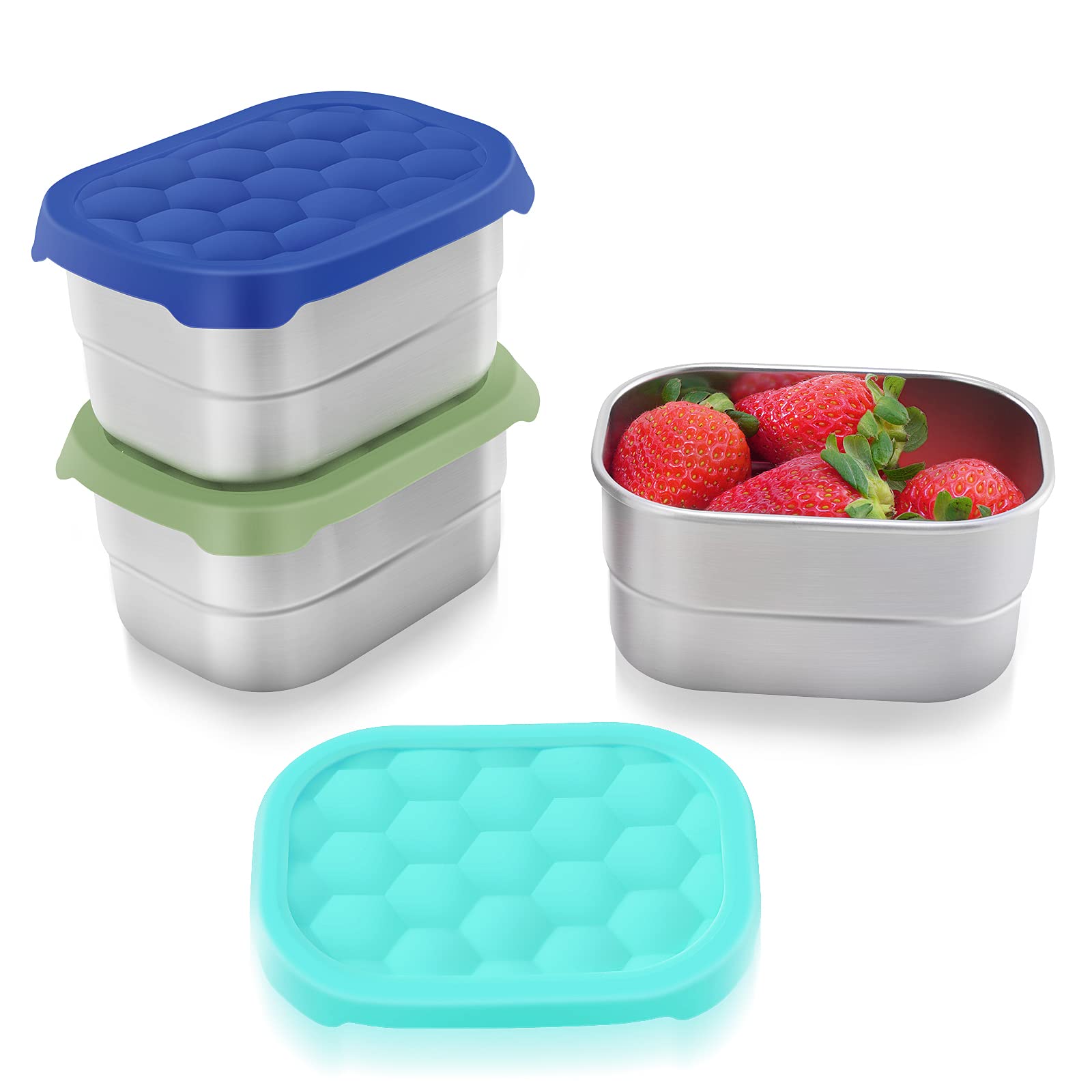 Tanjiae contenedor snack acero inoxidable con tapa silicona, ideal para meriendas sin derrames.