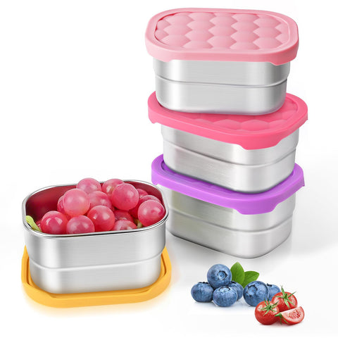 Conjunto de 4 contenedores Tanjiae de 8 onzas para snacks infantiles, fáciles de abrir.