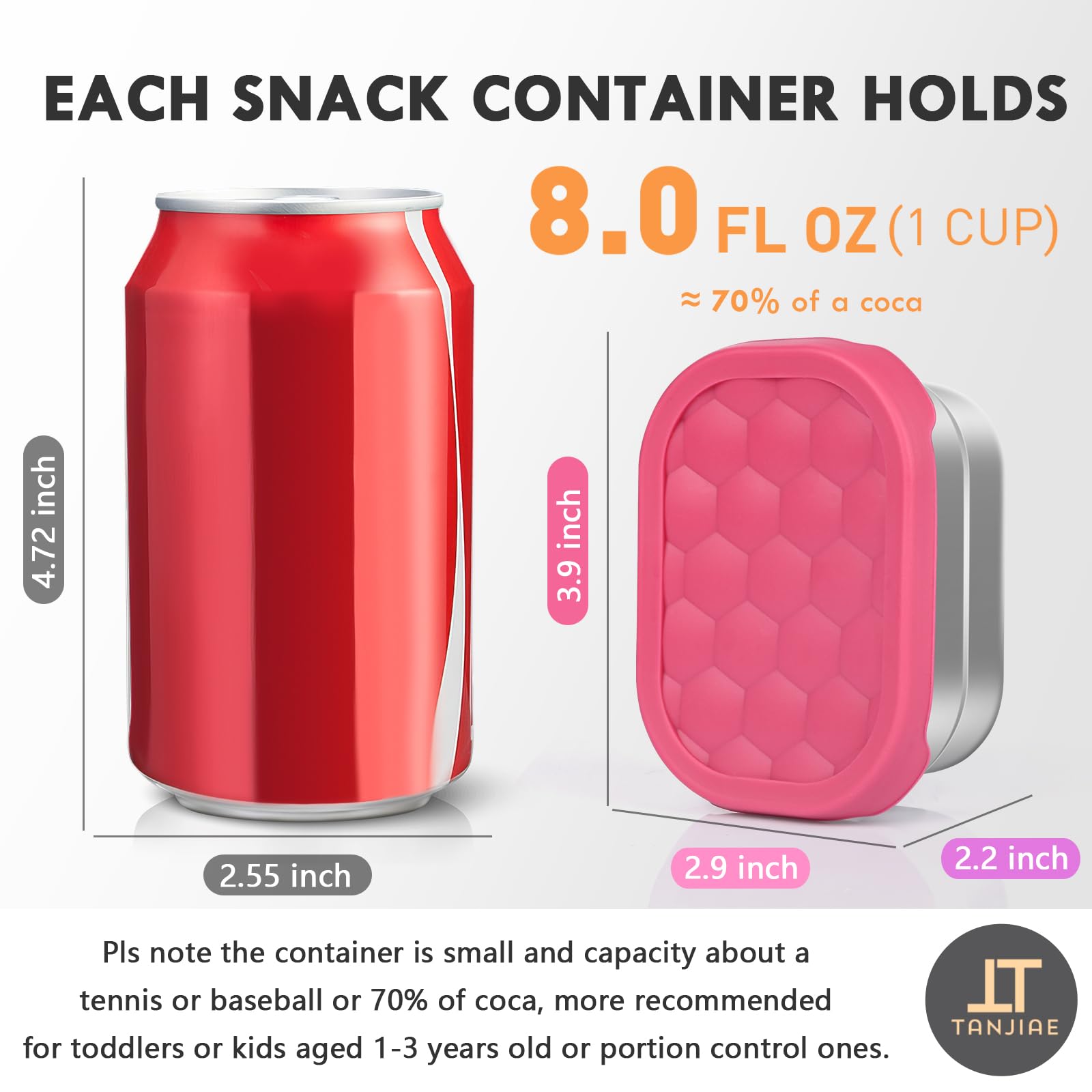contenedores apilables Tanjiae 8oz con tapas retiradas para optimizar el espacio.