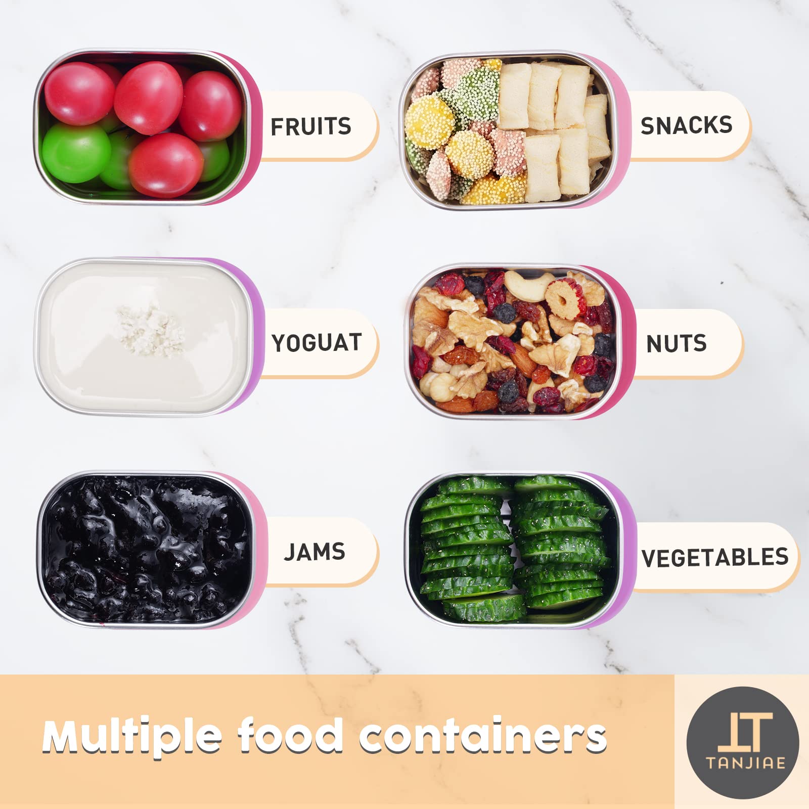 Tanjiae 8oz con diseño compacto y apilable para refrigerador o despensa.