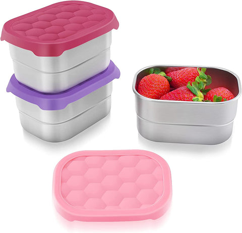 contenedores de merienda Tanjiae 8oz con tapas abiertas para meriendas rápidas y seguras.