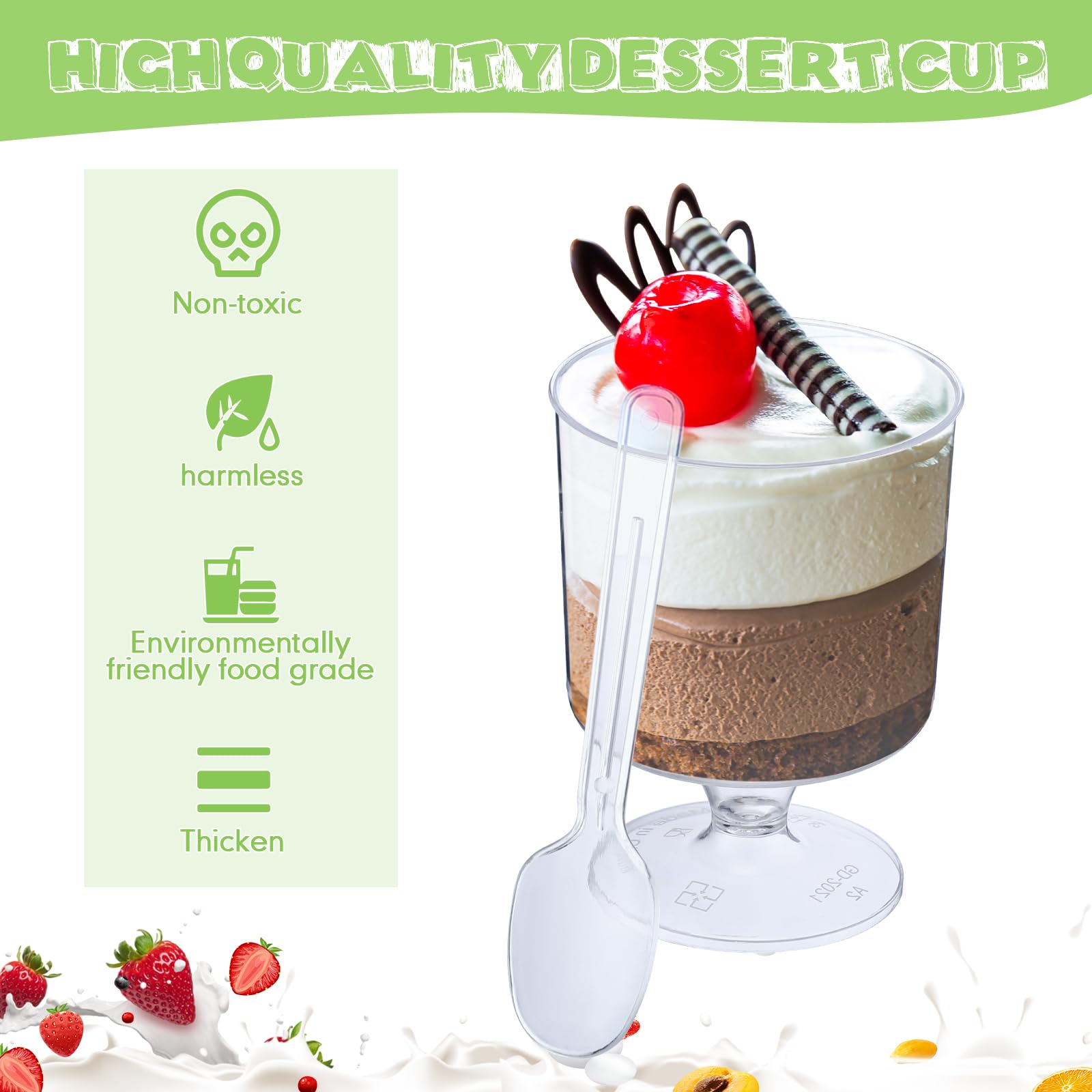 Tanlade copas postre redondas de 3 oz, porciones listas para servir.