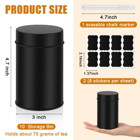 Tanlade latas para té con etiquetas borrables para identificar sabores