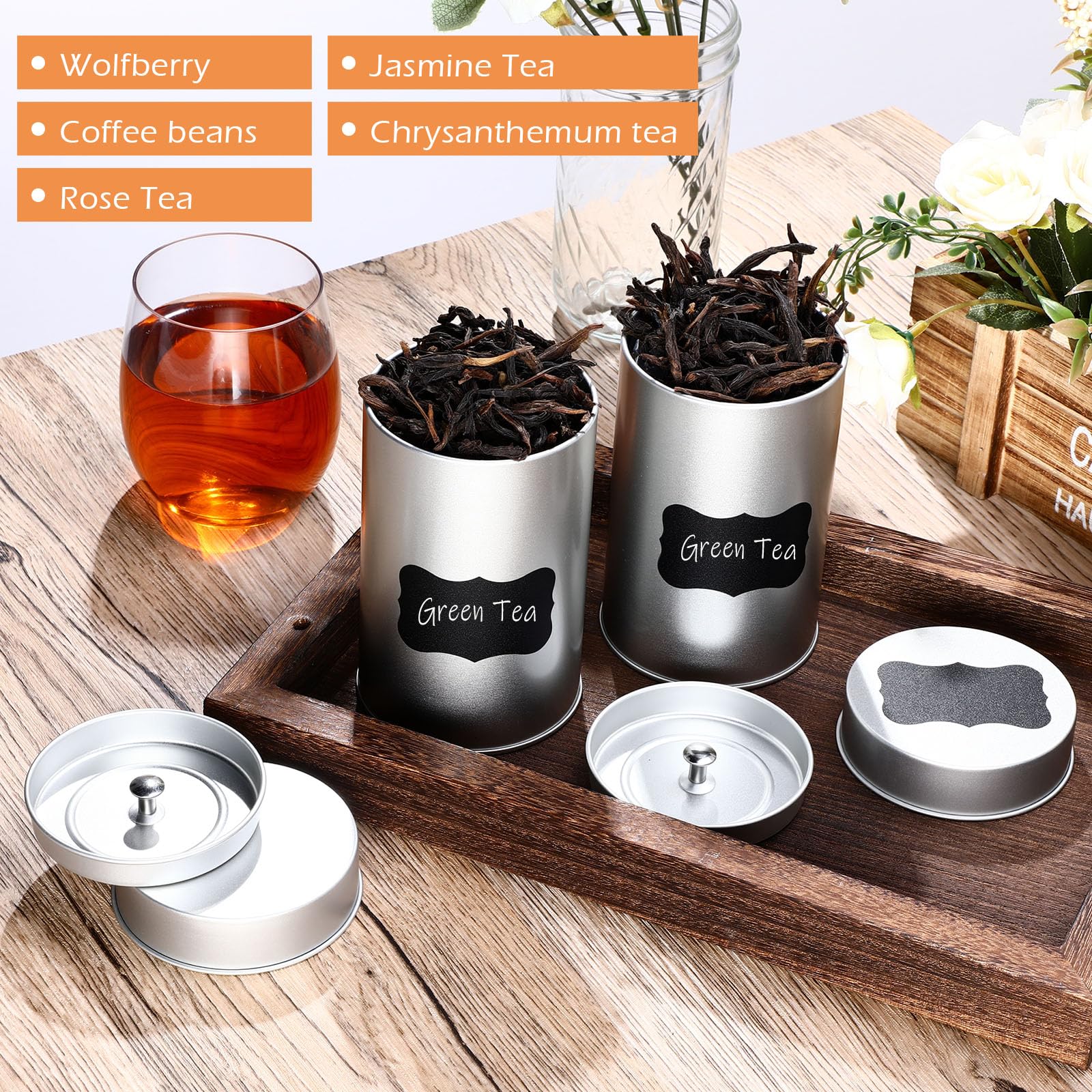 Conjunto de tres latas Tanlade para té, organización y almacenamiento.