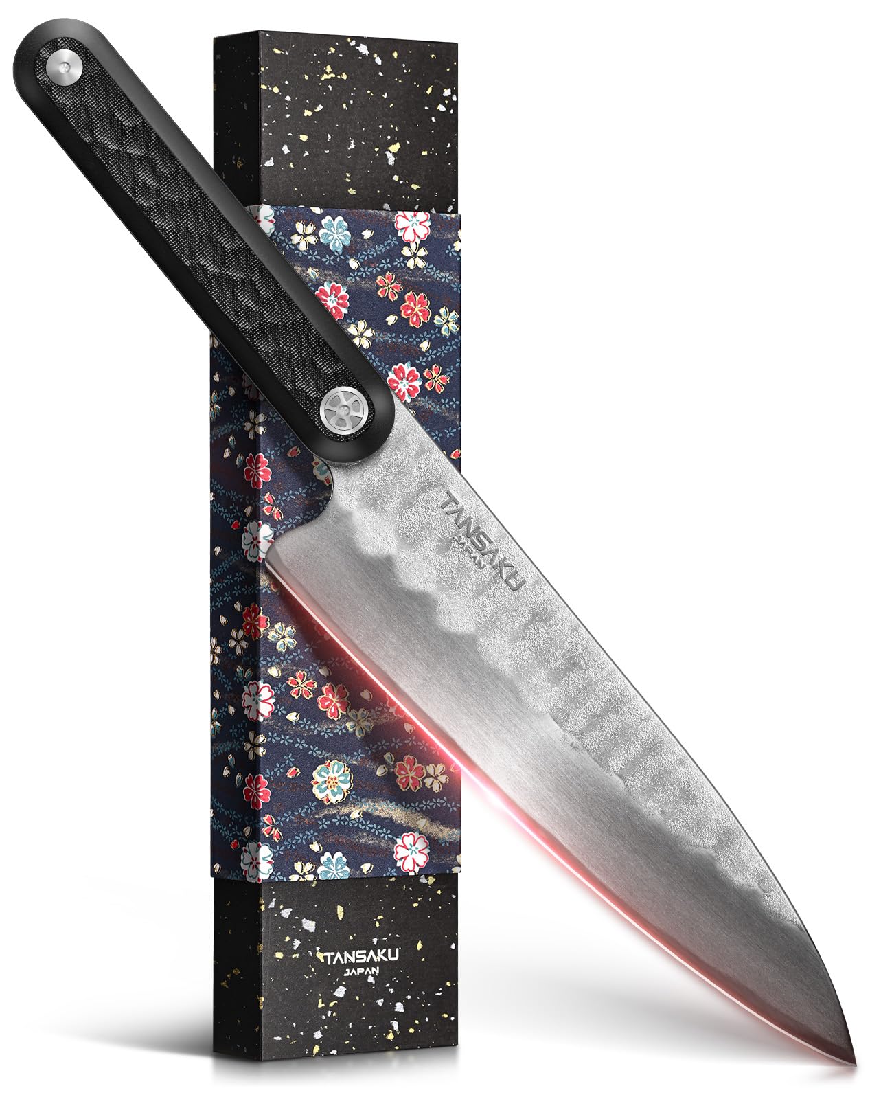 Cuchillo tansaku chef japonés de 8 pulgadas, forjado a mano para precisión.