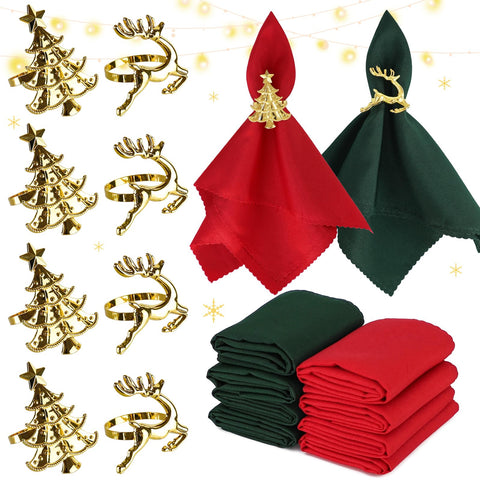 Anillos Tantopale para servilletas dorados, detalle navideño elegante