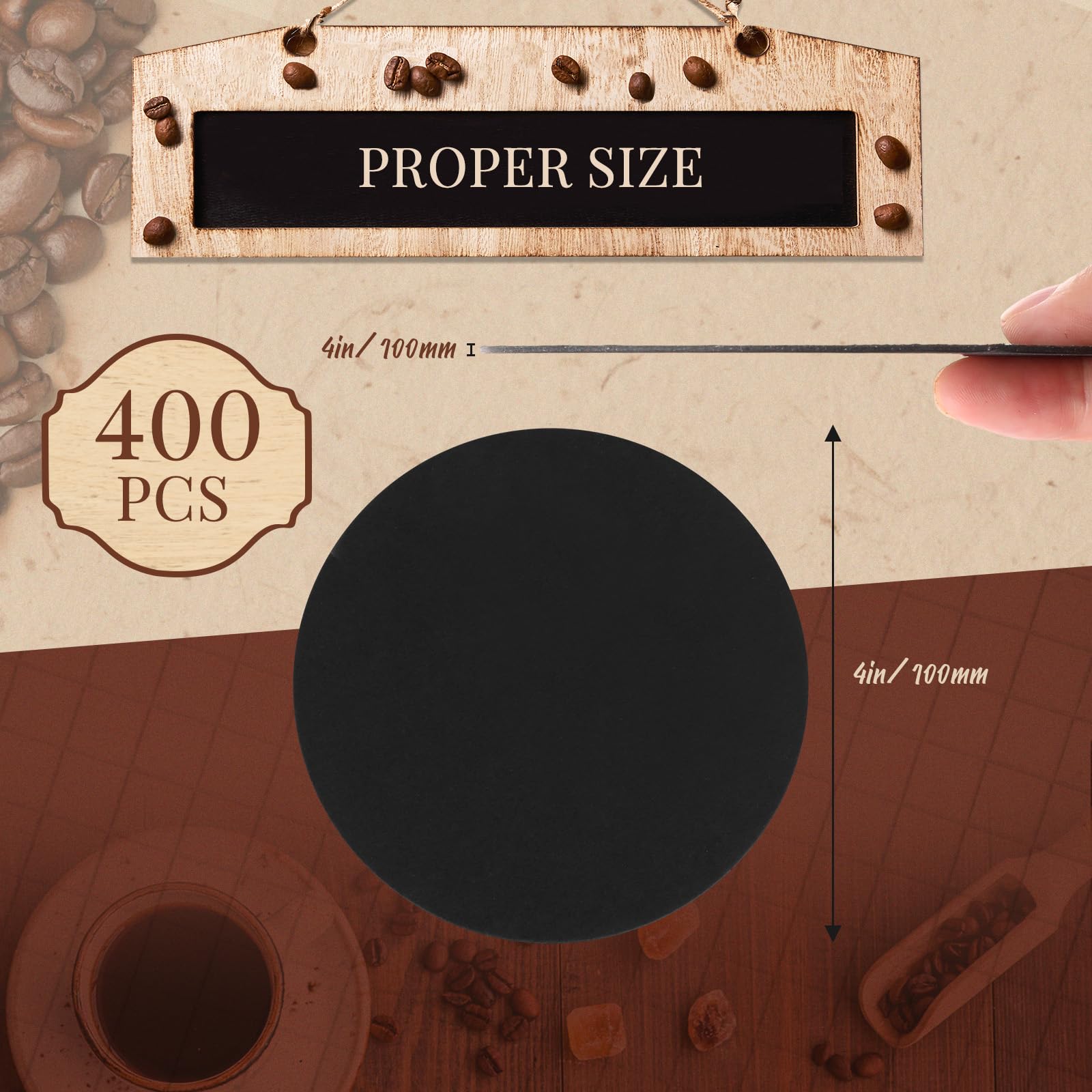 TaoBary posavasos blank negro de 4 pulgadas, ideal para personalización y proyectos caseros.