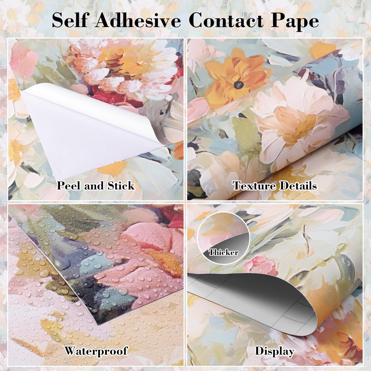 Papel decorativo floral TAOGIFT para paredes, ideal como acento decorativo.