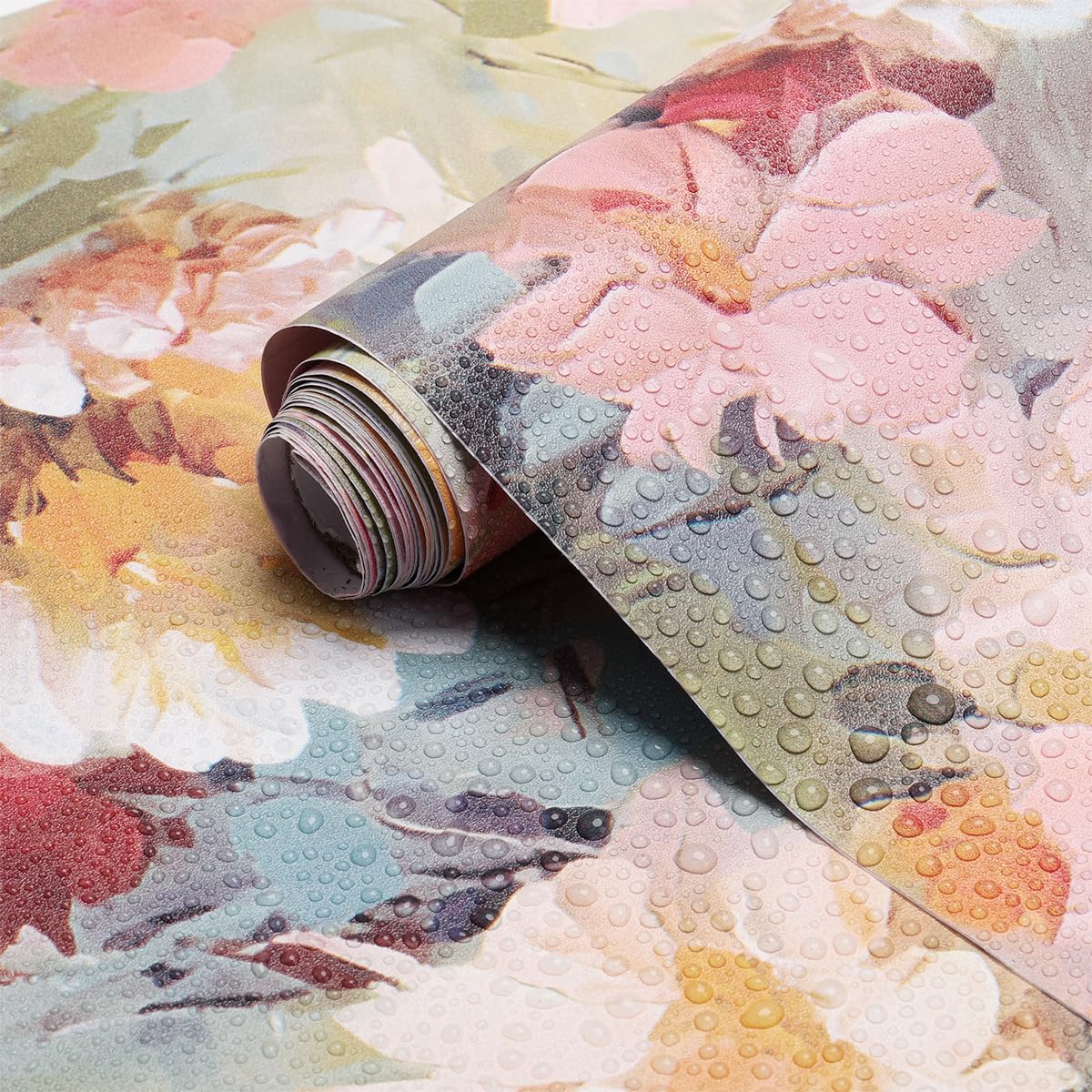 Papel estante floral de TAOGIFT, adhesivo y grueso, ideal para renovar muebles sin esfuerzo.