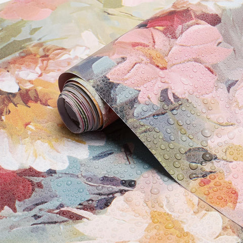 Papel estante floral de TAOGIFT, adhesivo y grueso, ideal para renovar muebles sin esfuerzo.