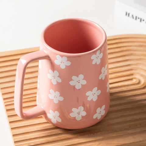 TaoTaojarvie Taza cerámica con diseño floral rosa, detalle elegante para escritorio.