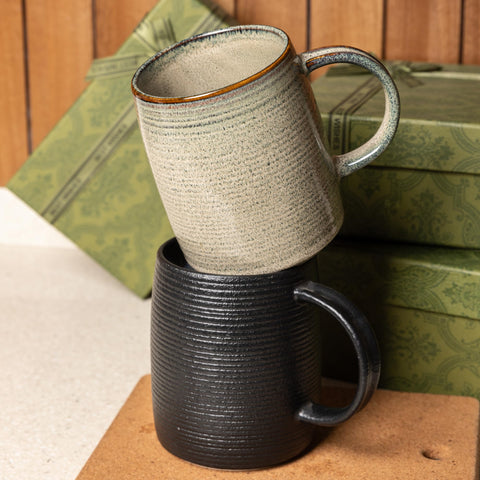 TaoTaojarvie taza cerámica con rayas, diseño distintivo para disfrutar del té.