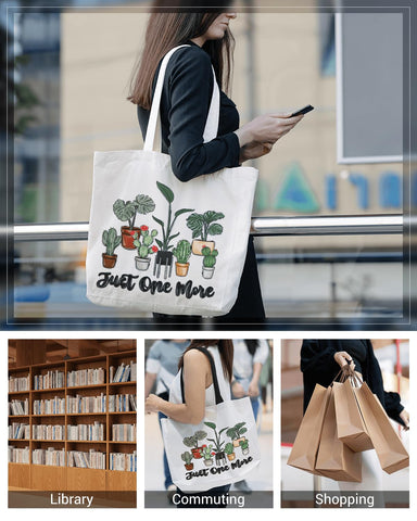 Bolsa de lona TAOVEEK con diseño de plantas, resistente y ligera para compras diarias.