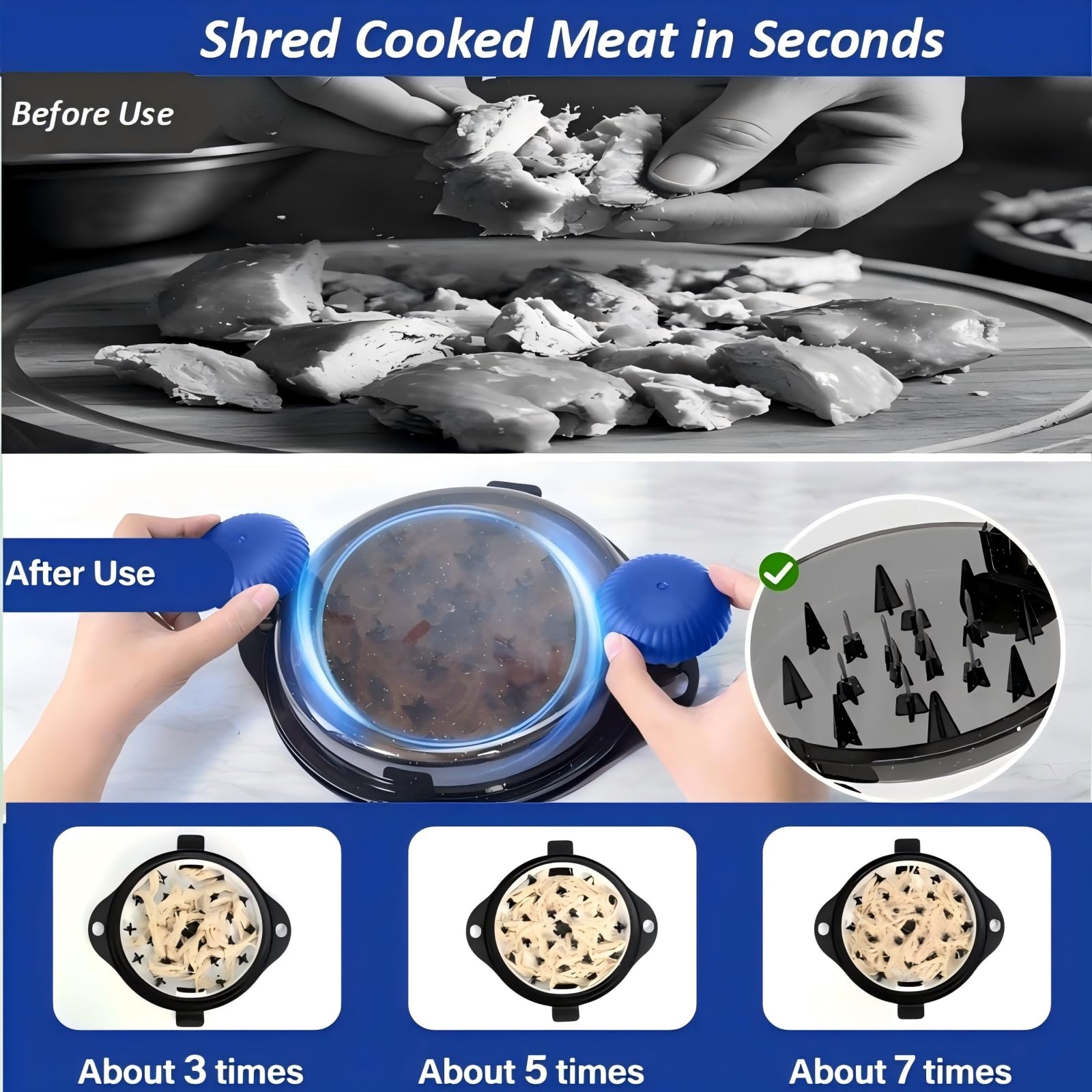 TAREG Deshebrador de Pollo con plato desmontable para volcar la carne desmenuzada.